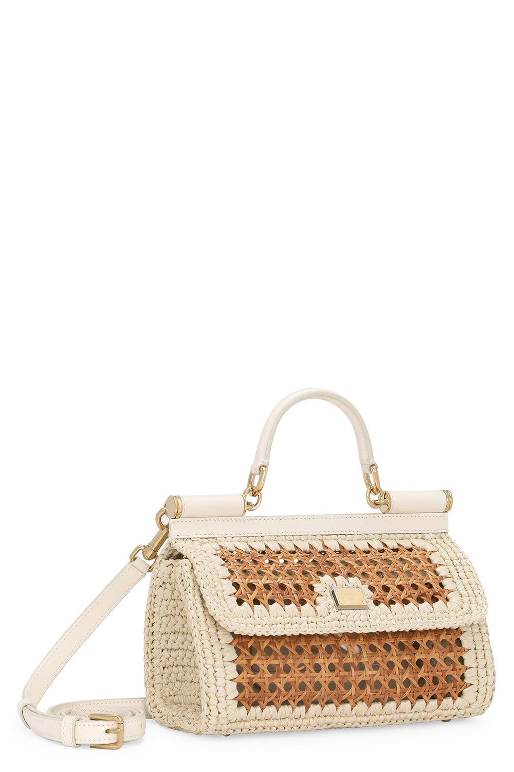 DOLCE & GABBANA-Elongated Sicily Bag - Straw Beige-NAT/AVOR