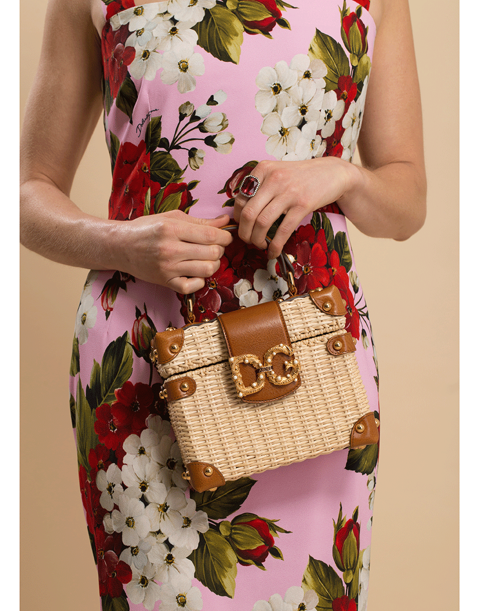 DOLCE & GABBANA-Natural D&G Wicker Amore Box Bag-NATURAL