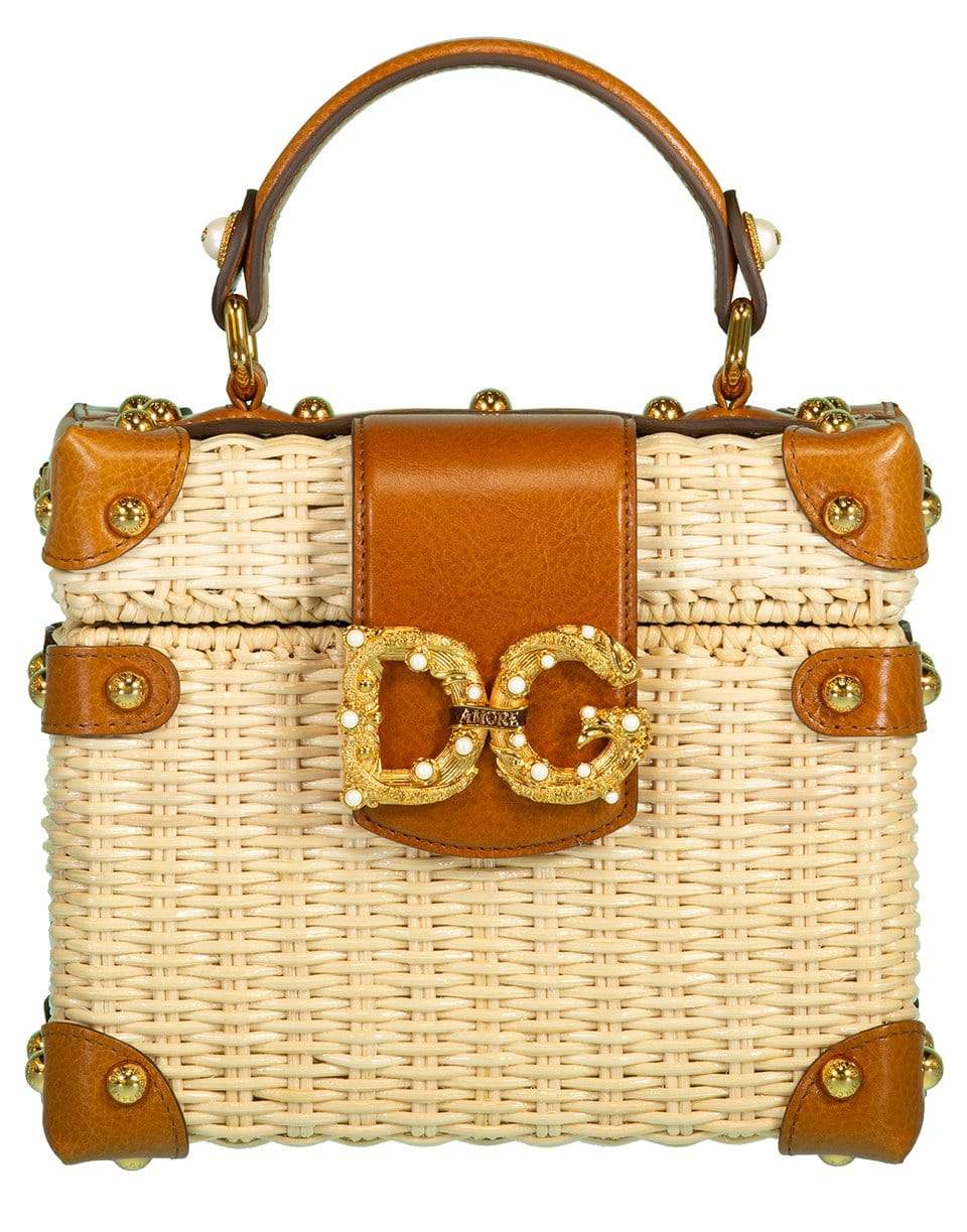 DOLCE & GABBANA-Natural D&G Wicker Amore Box Bag-NATURAL