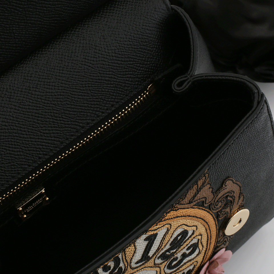 DOLCE & GABBANA-Floral Clock Bag-NERO