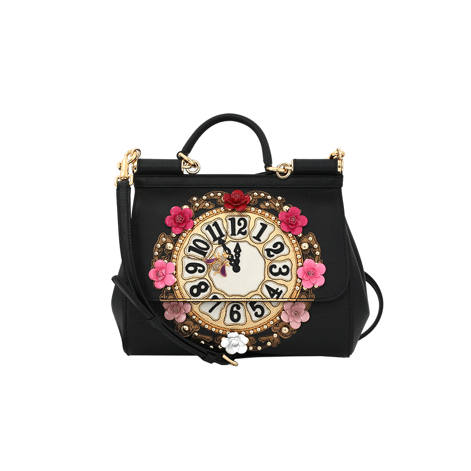 DOLCE & GABBANA-Floral Clock Bag-NERO