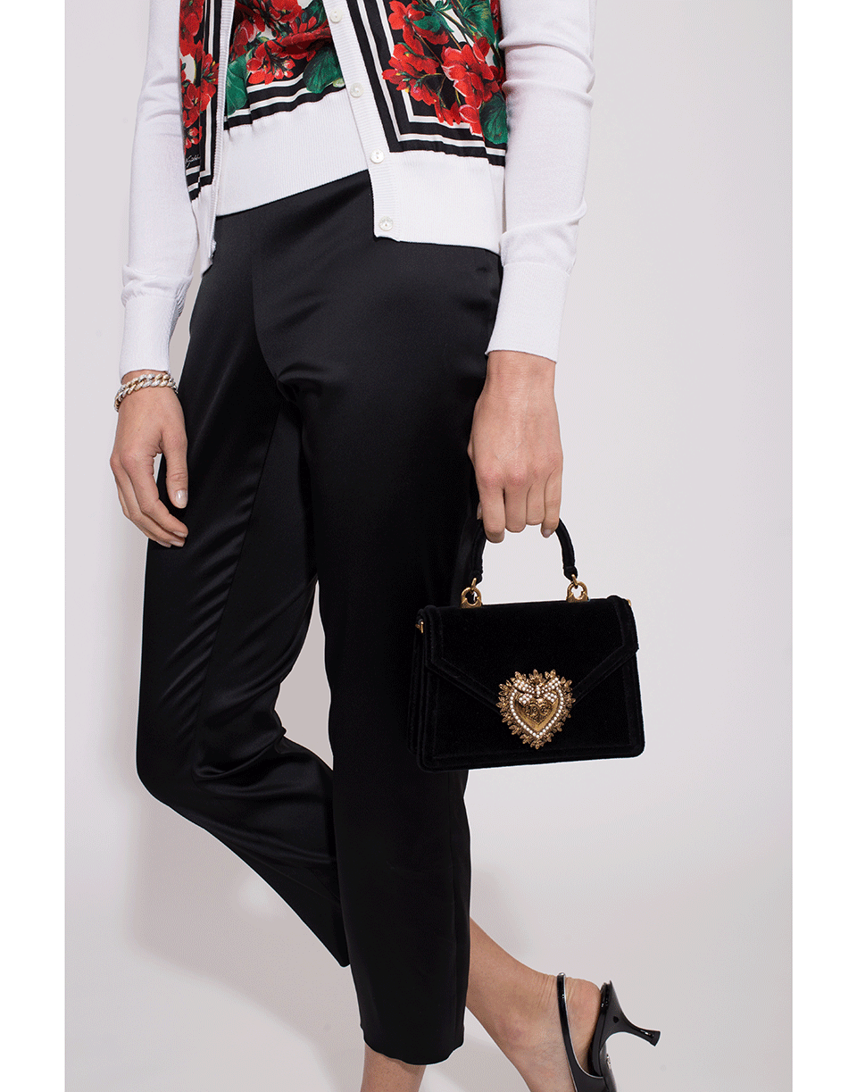 DOLCE & GABBANA-Nero Devotion Top Handle Velvet Bag-NERO
