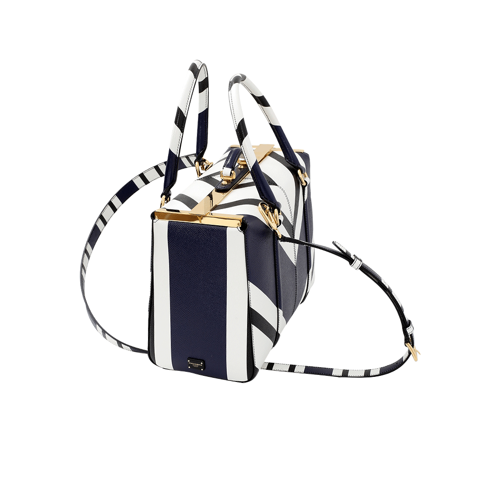 DOLCE & GABBANA-Large Gilda Box Purse-NVY/WHT