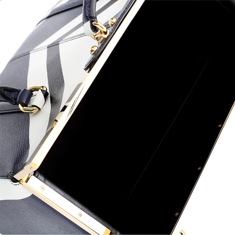 DOLCE & GABBANA-Large Gilda Box Purse-NVY/WHT
