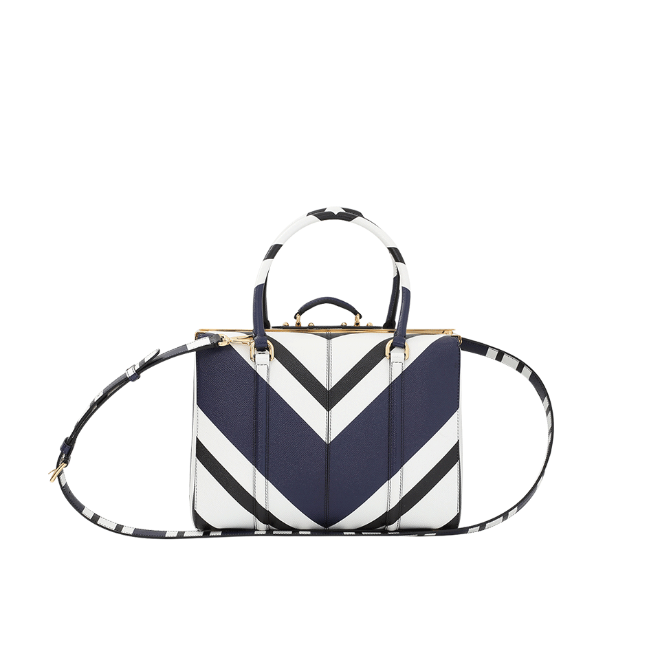 DOLCE & GABBANA-Large Gilda Box Purse-NVY/WHT