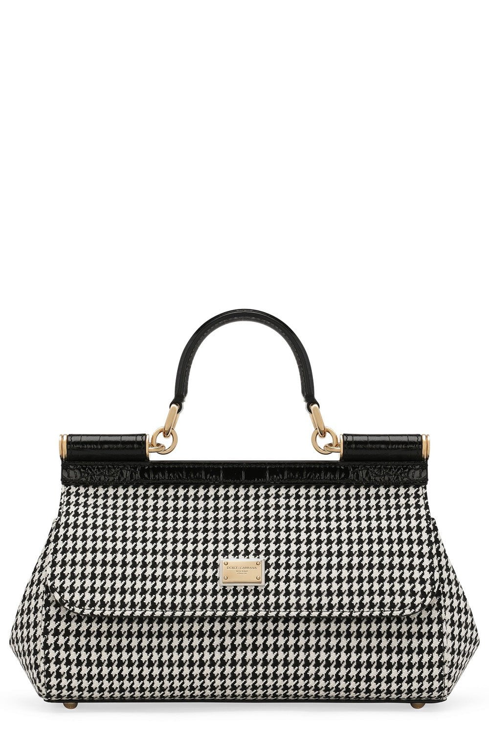 DOLCE & GABBANA-Elongated Sicily Bag - Houndstooth-PIEDPOUL