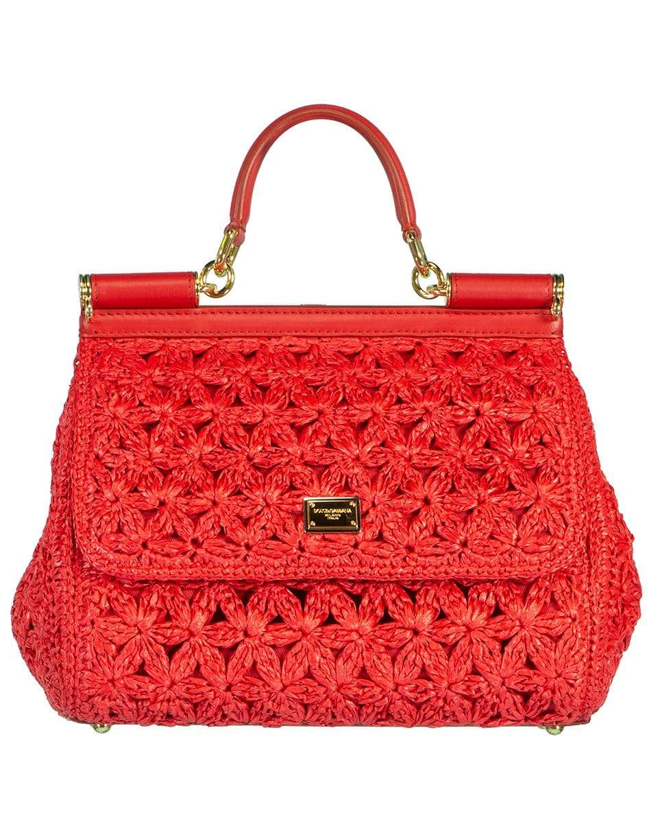 DOLCE & GABBANA-Sicily Matelasse Top Handle Handbag-RED