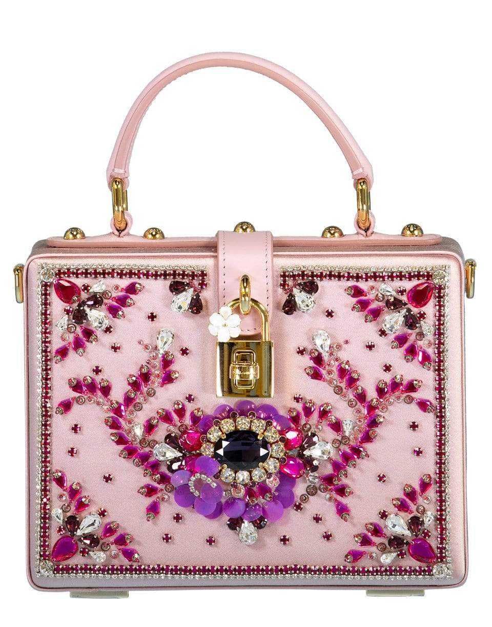 DOLCE & GABBANA-Bejeweled Satin Dolce Box Bag-ROSE