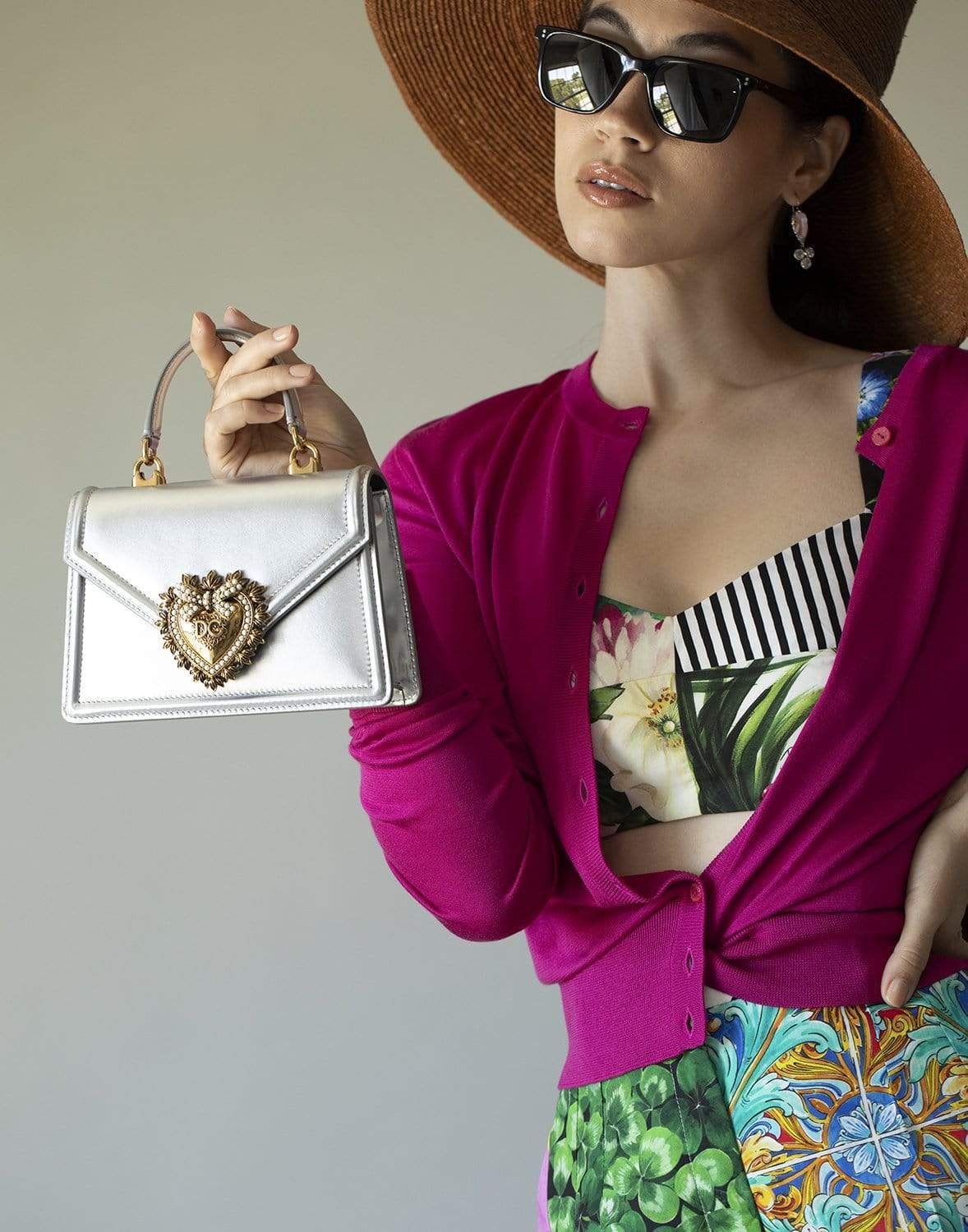DOLCE & GABBANA-Small Devotion Bag In Mordore Nappa Leather-SILVER