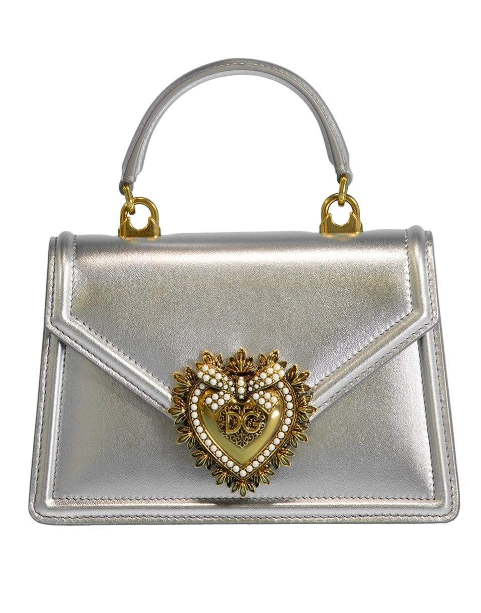 DOLCE & GABBANA-Small Devotion Bag In Mordore Nappa Leather-SILVER
