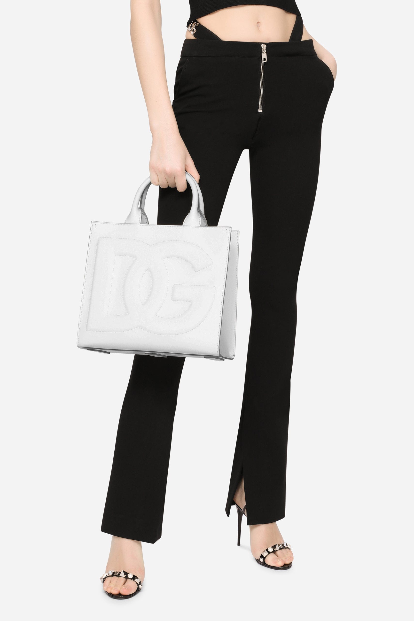 DOLCE & GABBANA-Medium DG Embossed Mono Tote-BIANCO