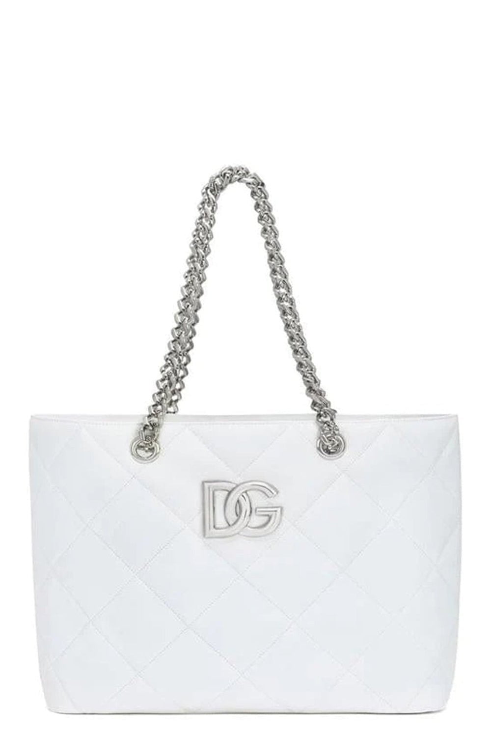 DOLCE & GABBANA-Quilted Tote With Chain Straps-BIANCO
