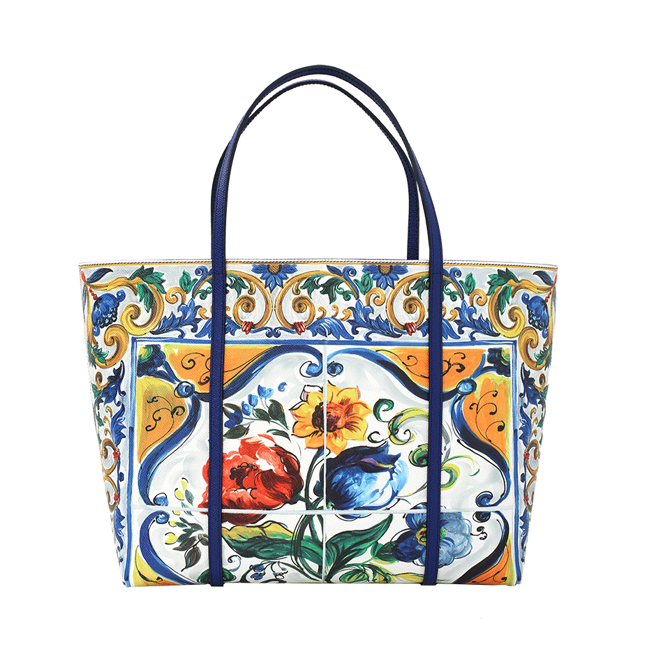 DOLCE & GABBANA-Tile Printed Tote-BLUE