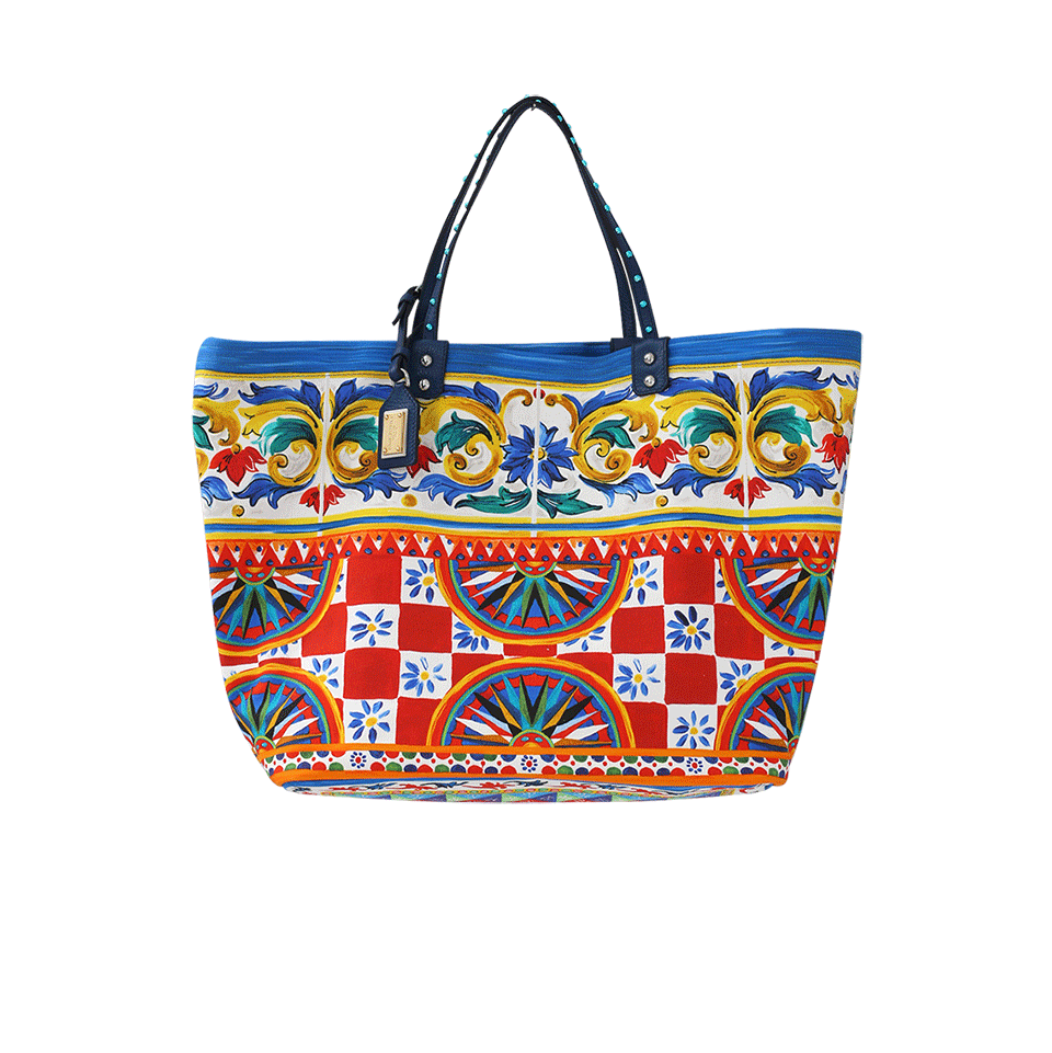 DOLCE & GABBANA-Canvas Print Tote Bag-MAIOLICA