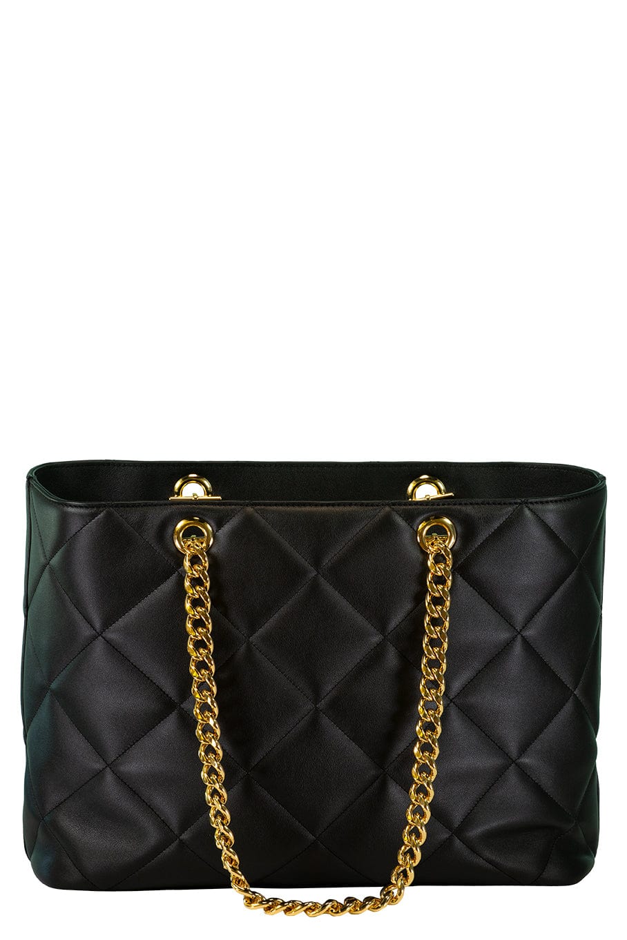 DOLCE & GABBANA-Quilted Tote With Chain Straps-NERO