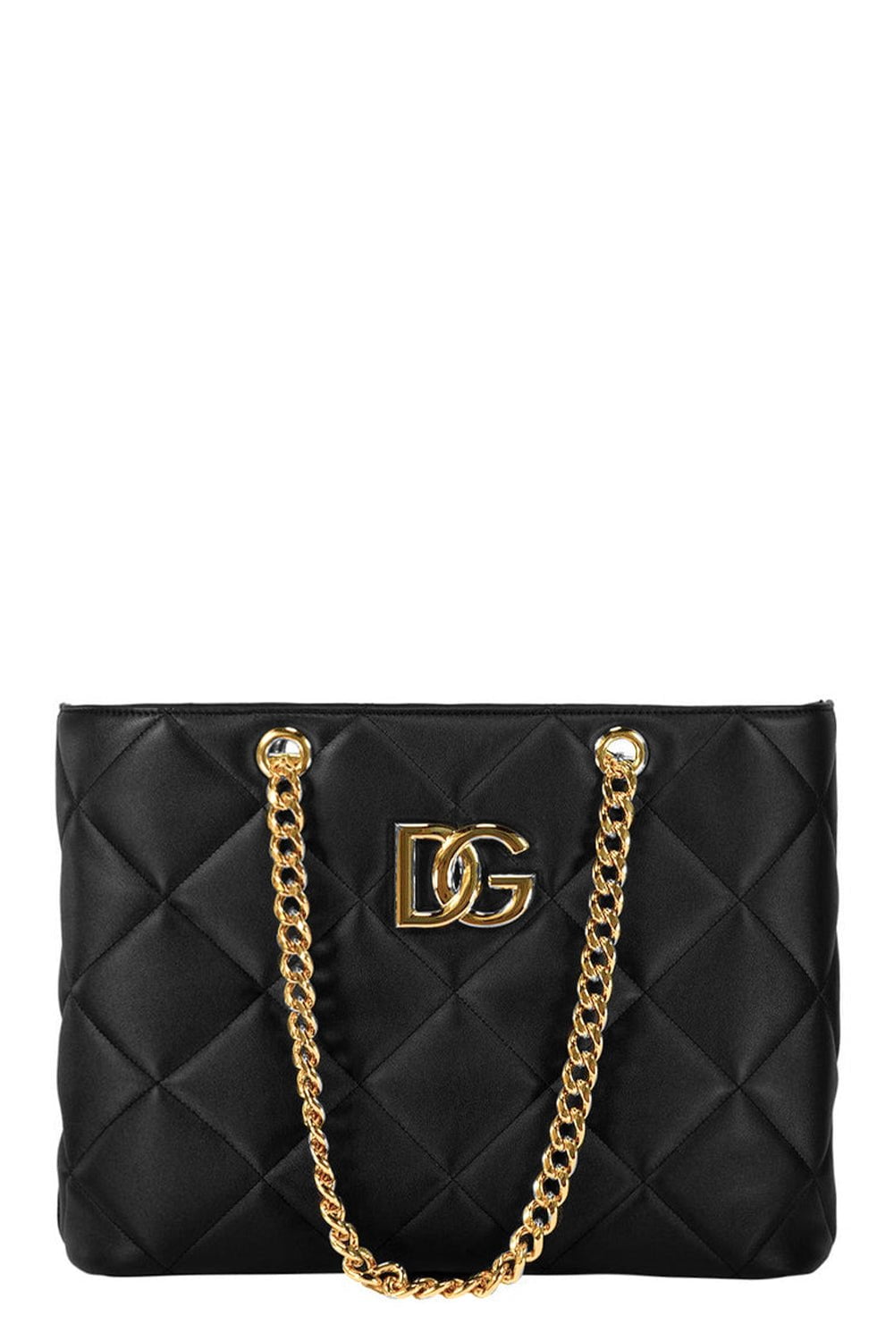 DOLCE & GABBANA-Quilted Tote With Chain Straps-NERO