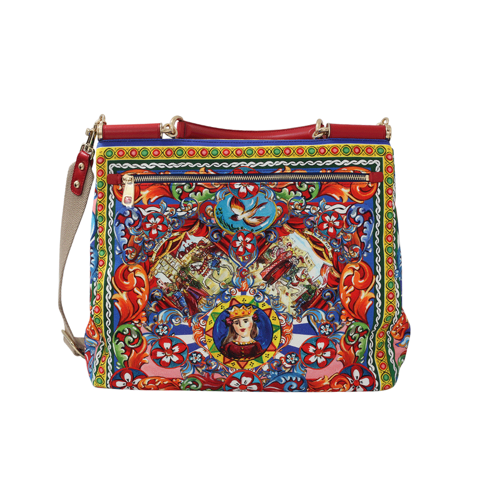 DOLCE & GABBANA-Carretto Print Sicily Tote-RED