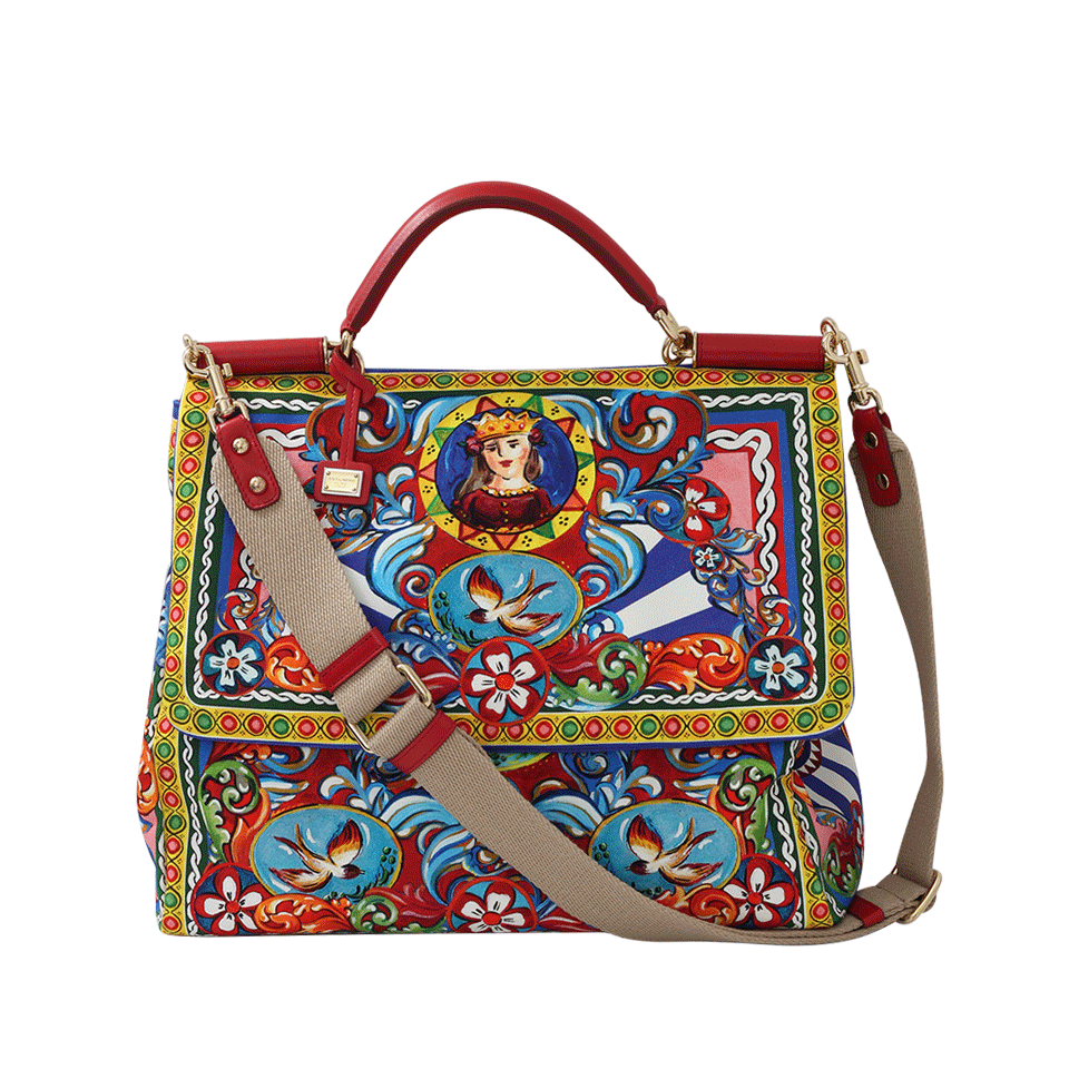 DOLCE & GABBANA-Carretto Print Sicily Tote-RED