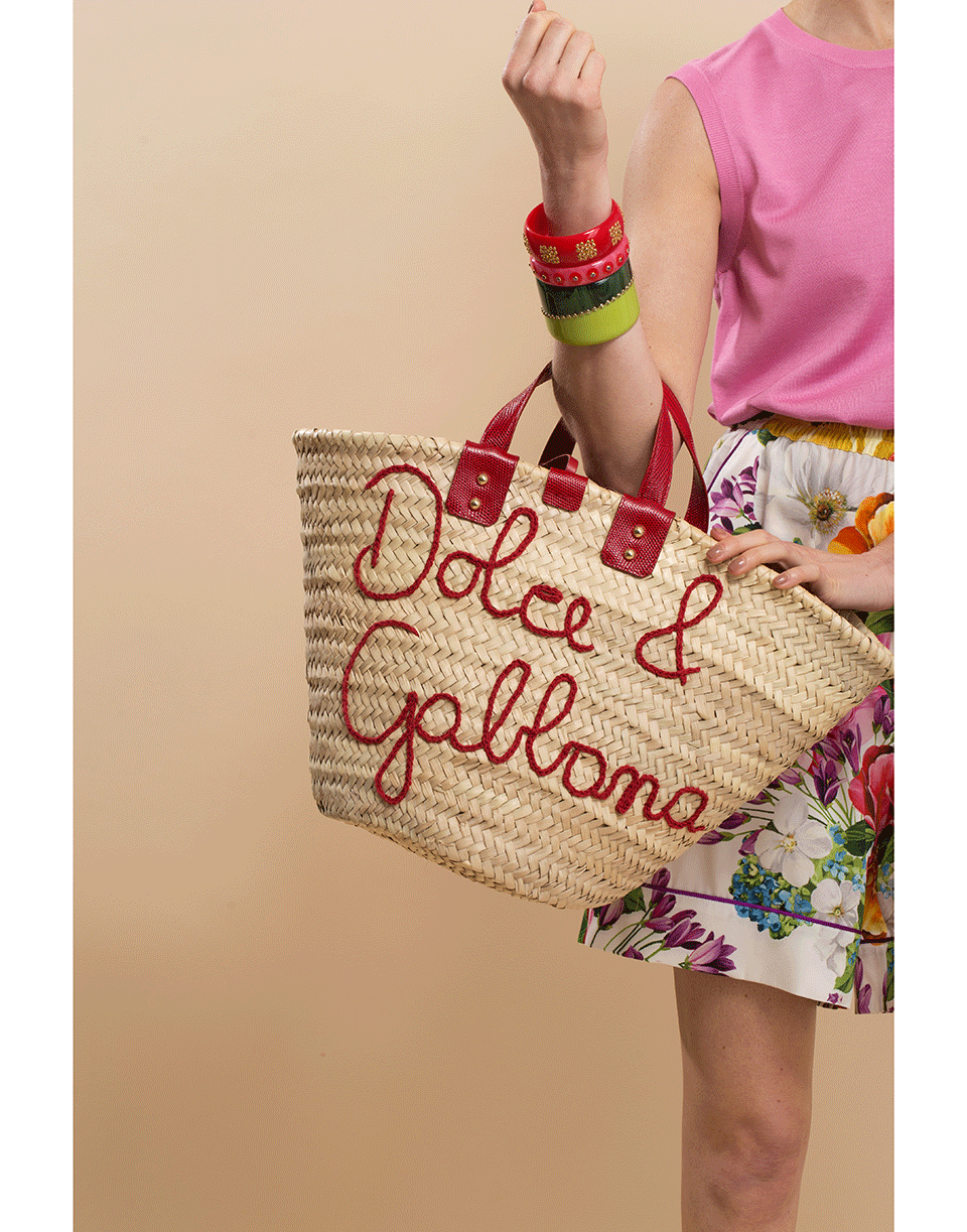 DOLCE & GABBANA-Kendra Basket Tote-RED/NAT