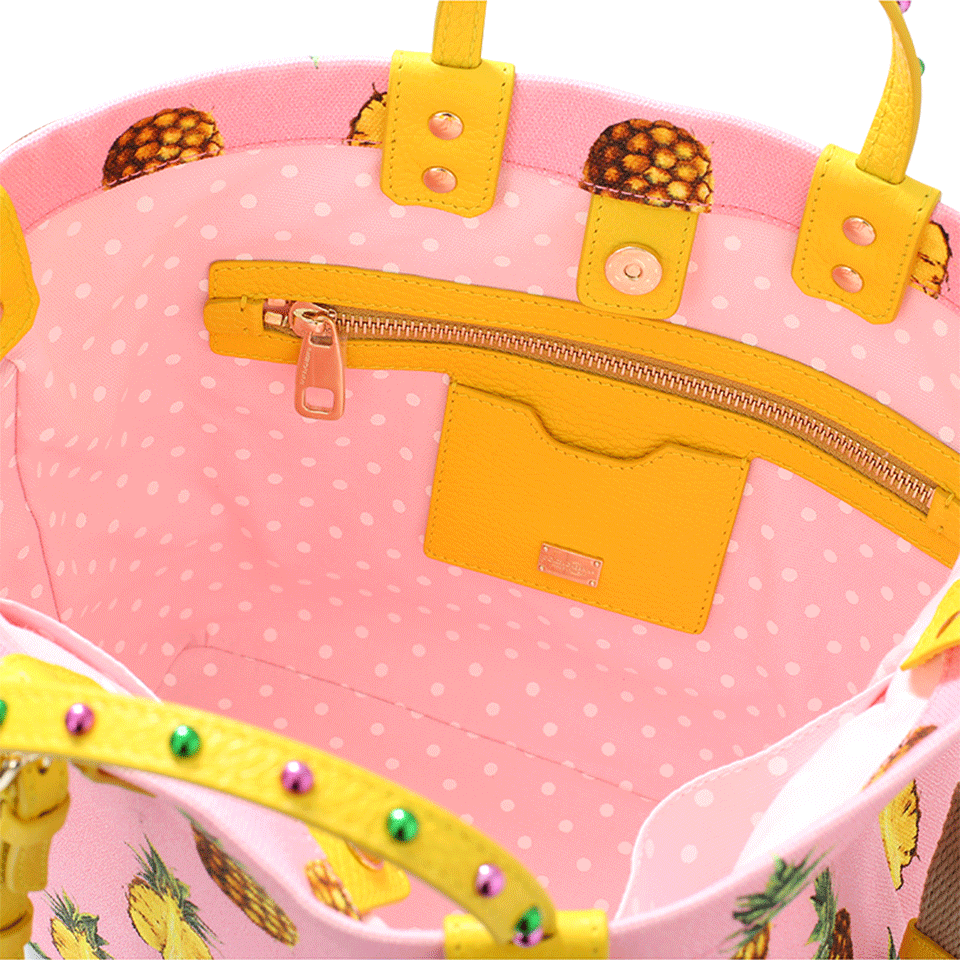 DOLCE & GABBANA-Pineapple Canvas Tote-ROSA