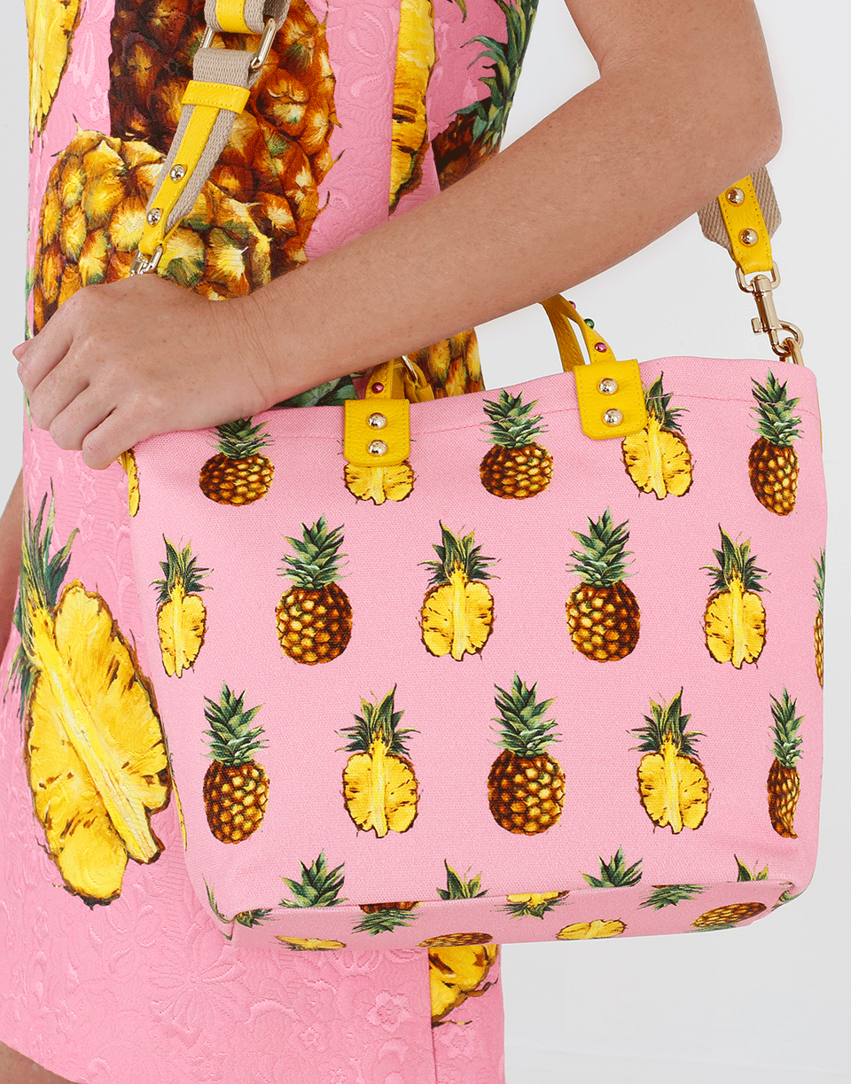 DOLCE & GABBANA-Pineapple Canvas Tote-ROSA