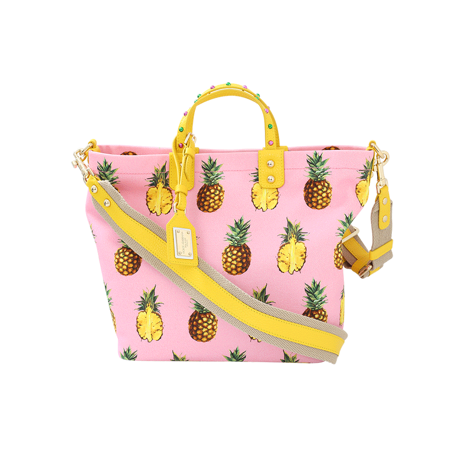 DOLCE & GABBANA-Pineapple Canvas Tote-ROSA