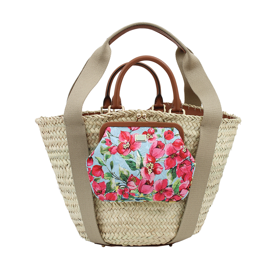 DOLCE & GABBANA-Kendra Straw Bucket Bag-STRAW