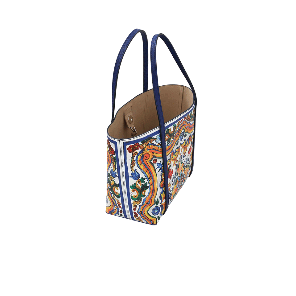 DOLCE & GABBANA-Maiolica Small Print Tote-WHITE