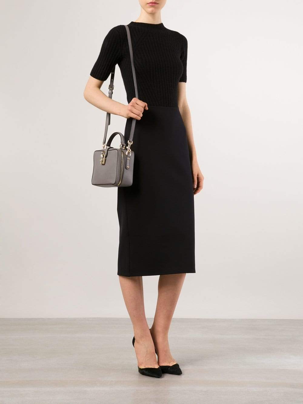 DOLCE & GABBANA-Leather Dolce Box Bag-TORTORA