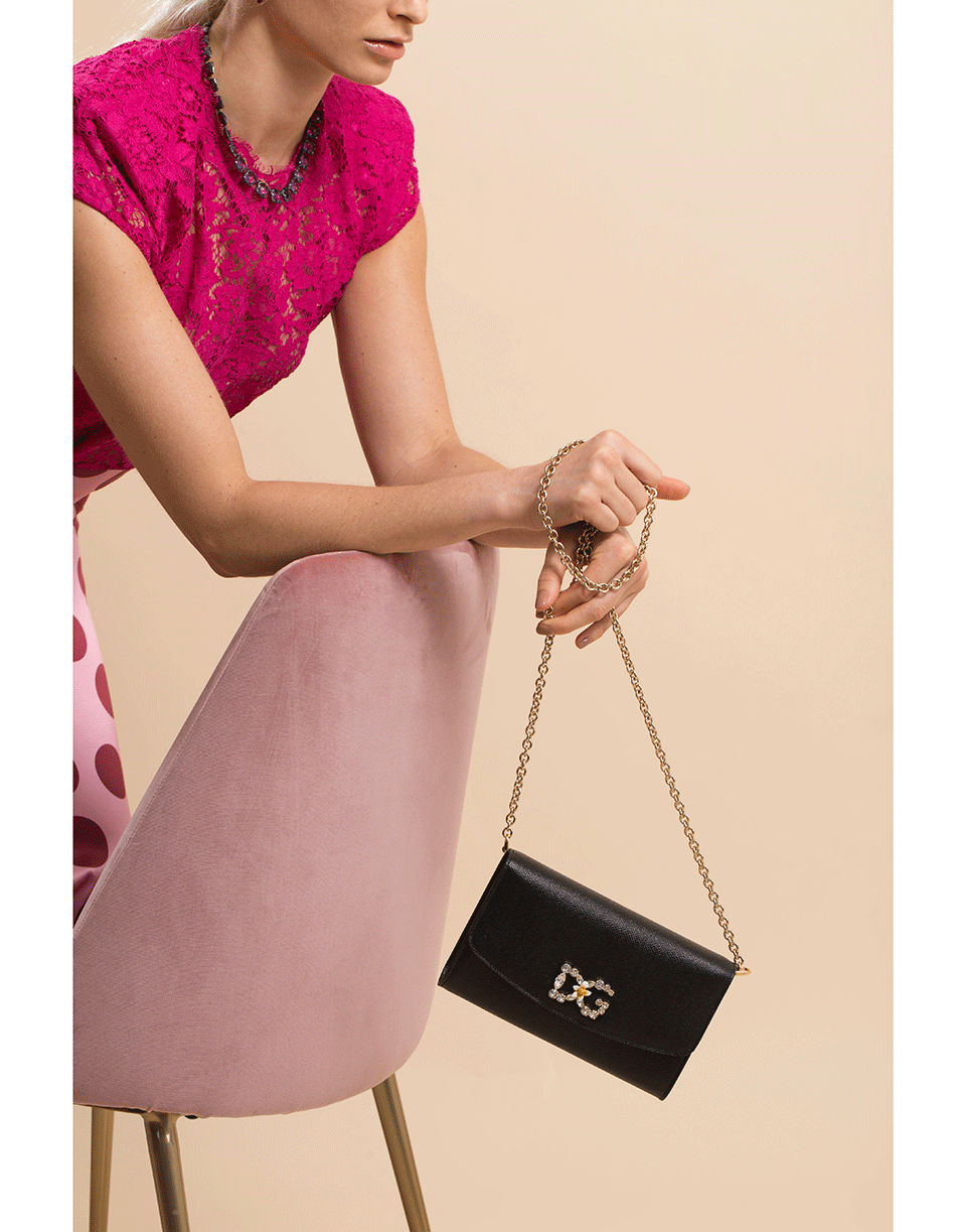 DOLCE & GABBANA-Black DG Girl Crossbody Wallet-BLACK