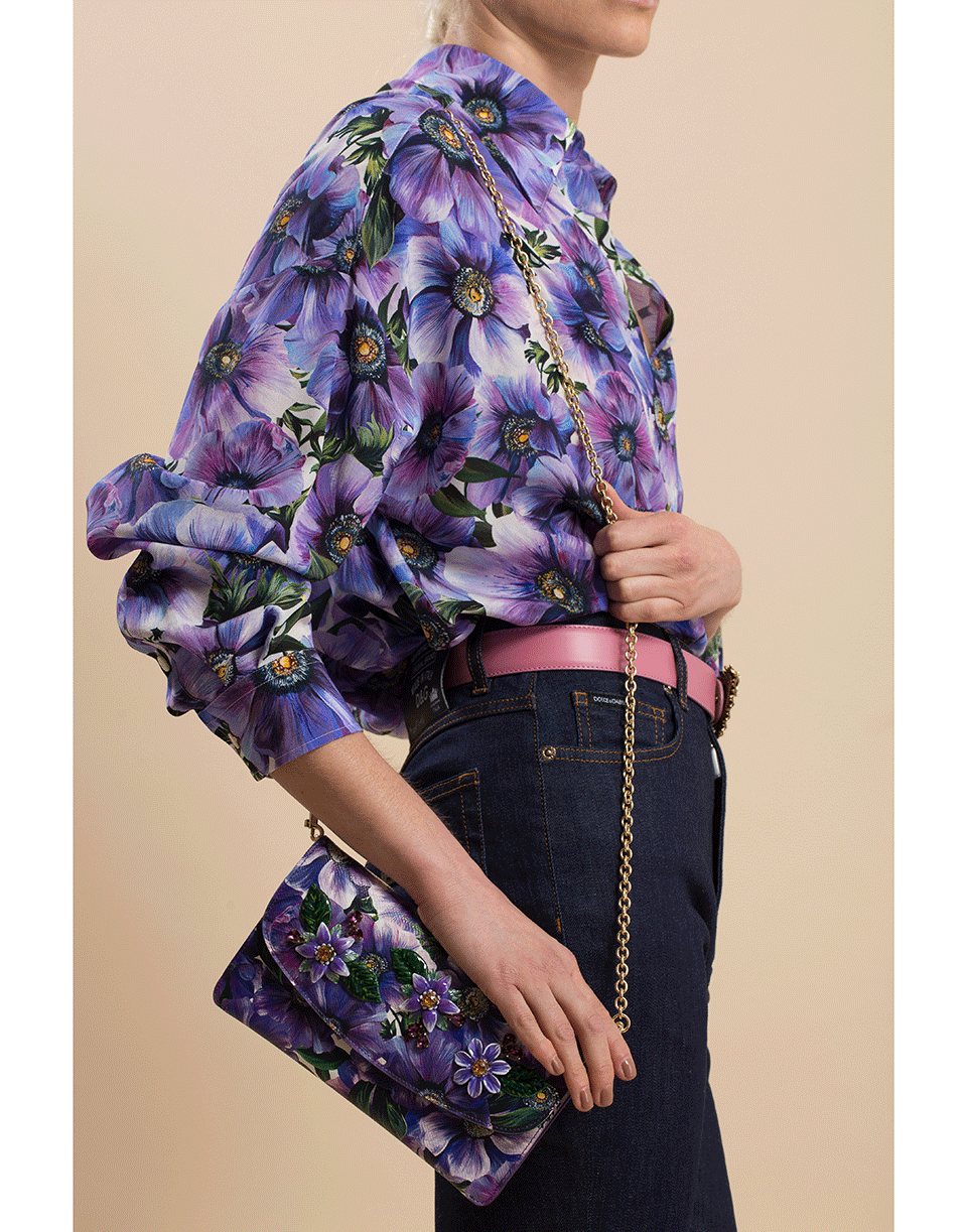 DOLCE & GABBANA-Print Wallet On Chain-PURPLE