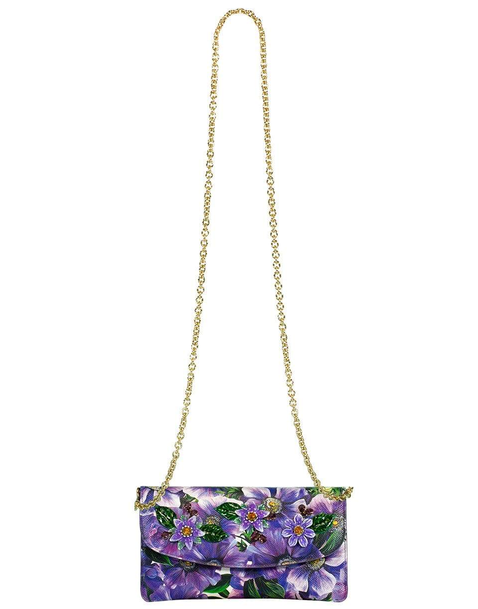 DOLCE & GABBANA-Print Wallet On Chain-PURPLE