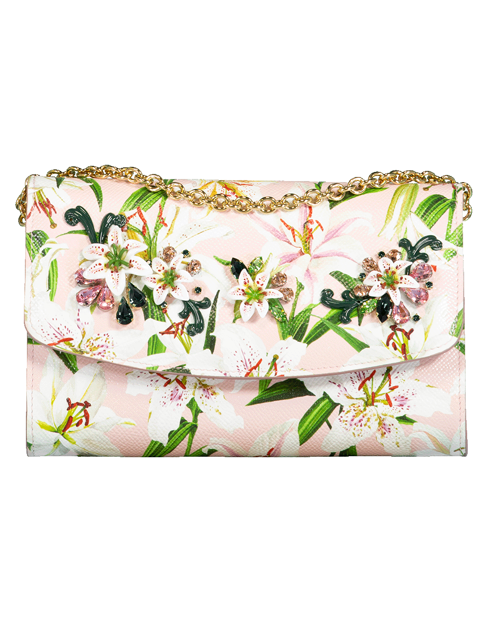 DOLCE & GABBANA-Lily Print Wallet On Chain-ROSA