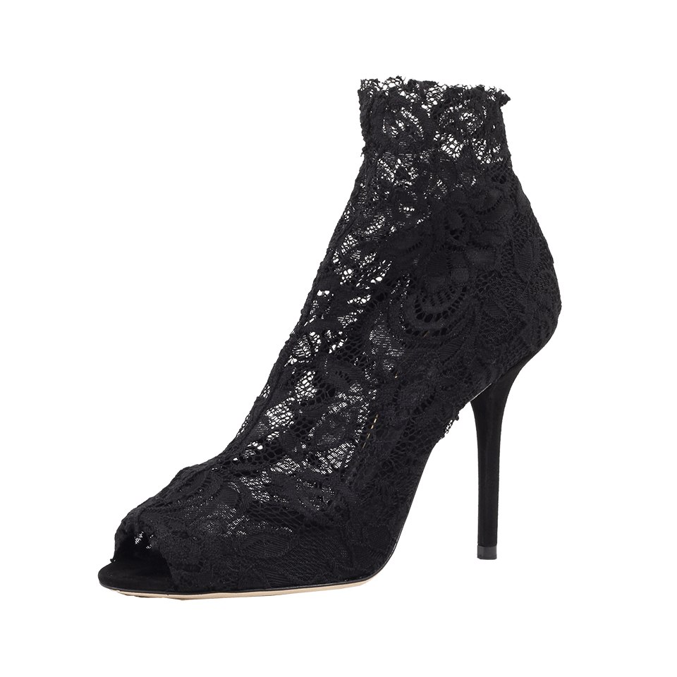 DOLCE & GABBANA-Stretch Lace Peep Toe Bootie-