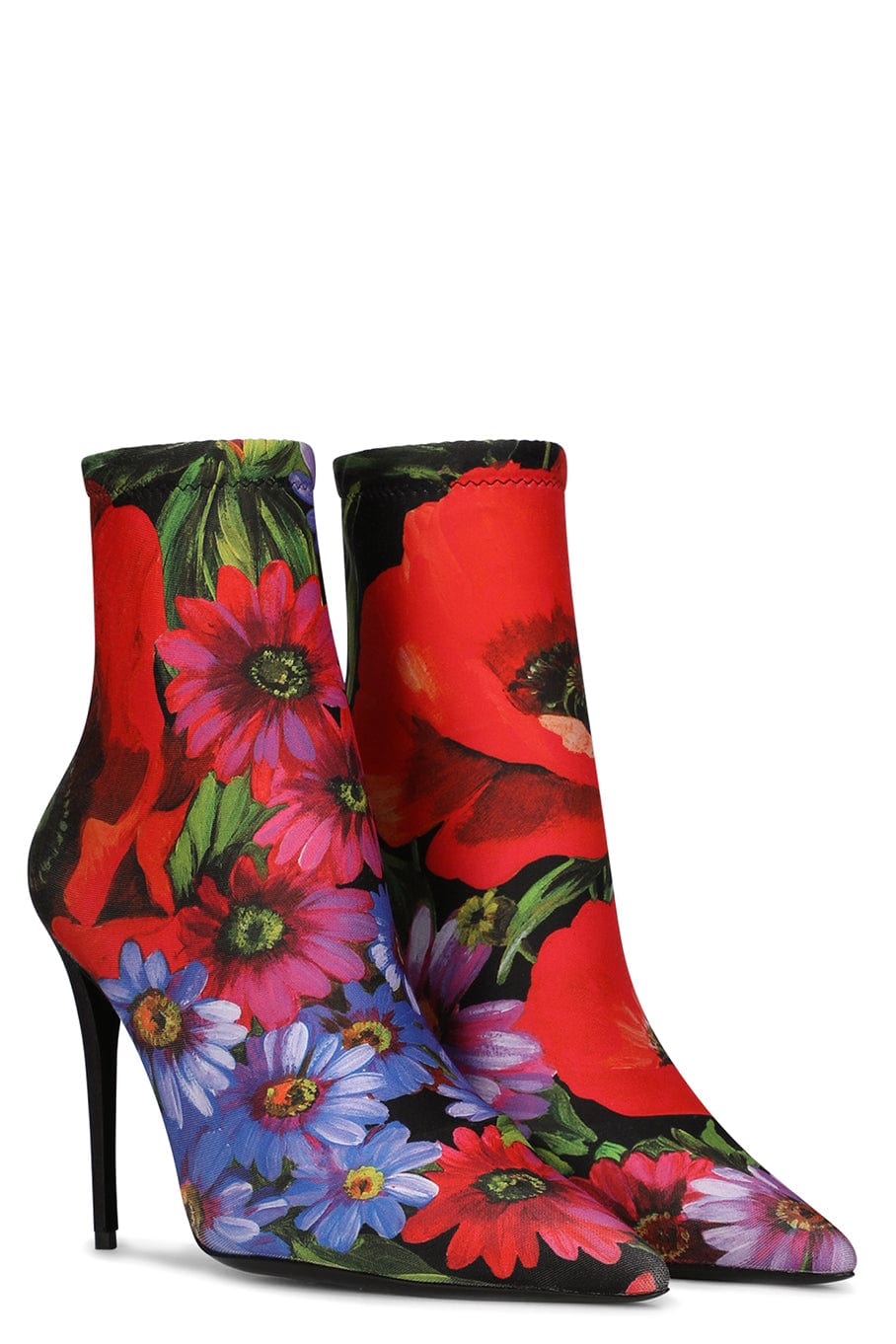 DOLCE & GABBANA-Pointed Toe Flower Bootie-