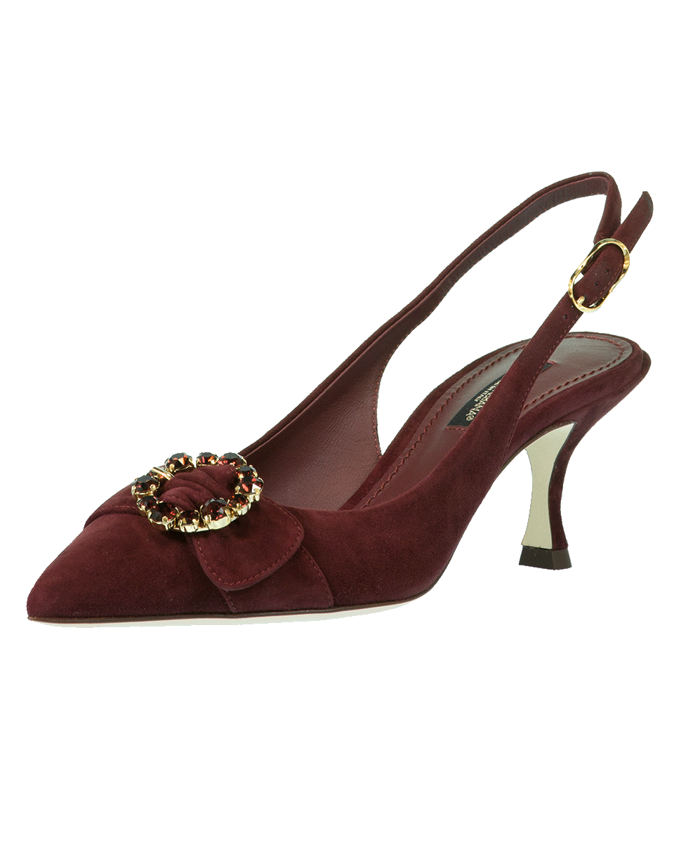 DOLCE & GABBANA-Jeweled Suede Slingback-