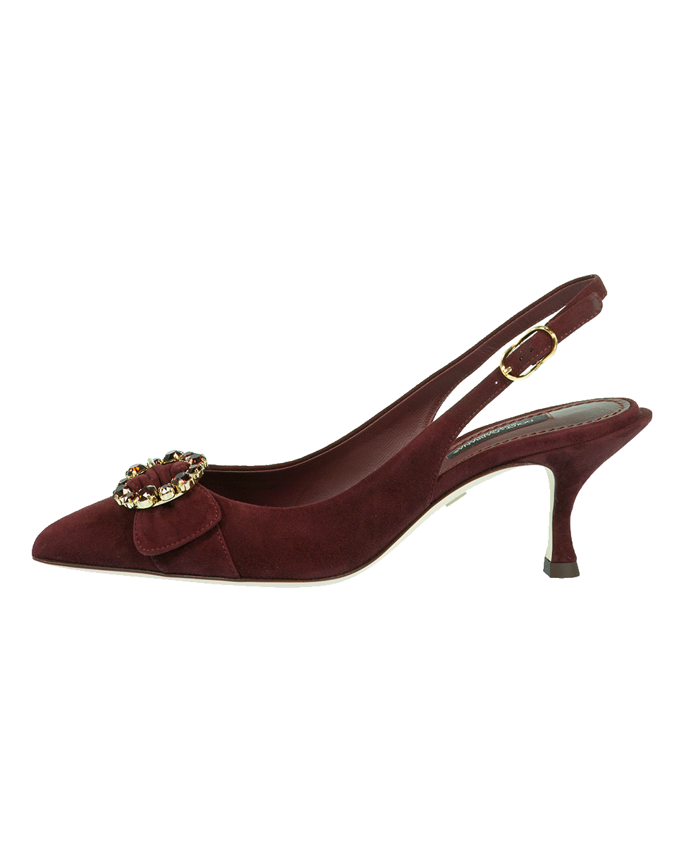 DOLCE & GABBANA-Jeweled Suede Slingback-