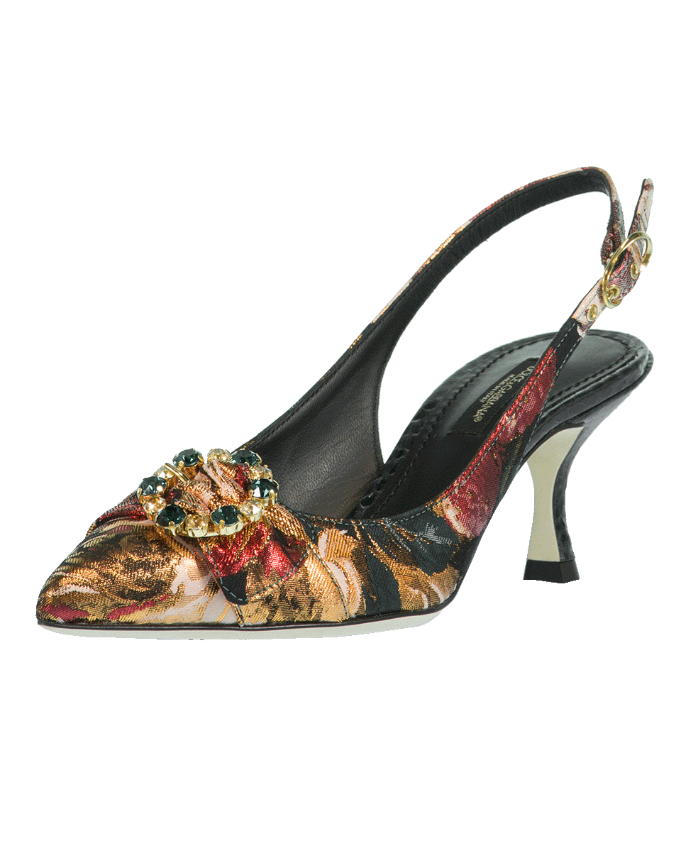 DOLCE & GABBANA-Floral Jacquard Slingback-