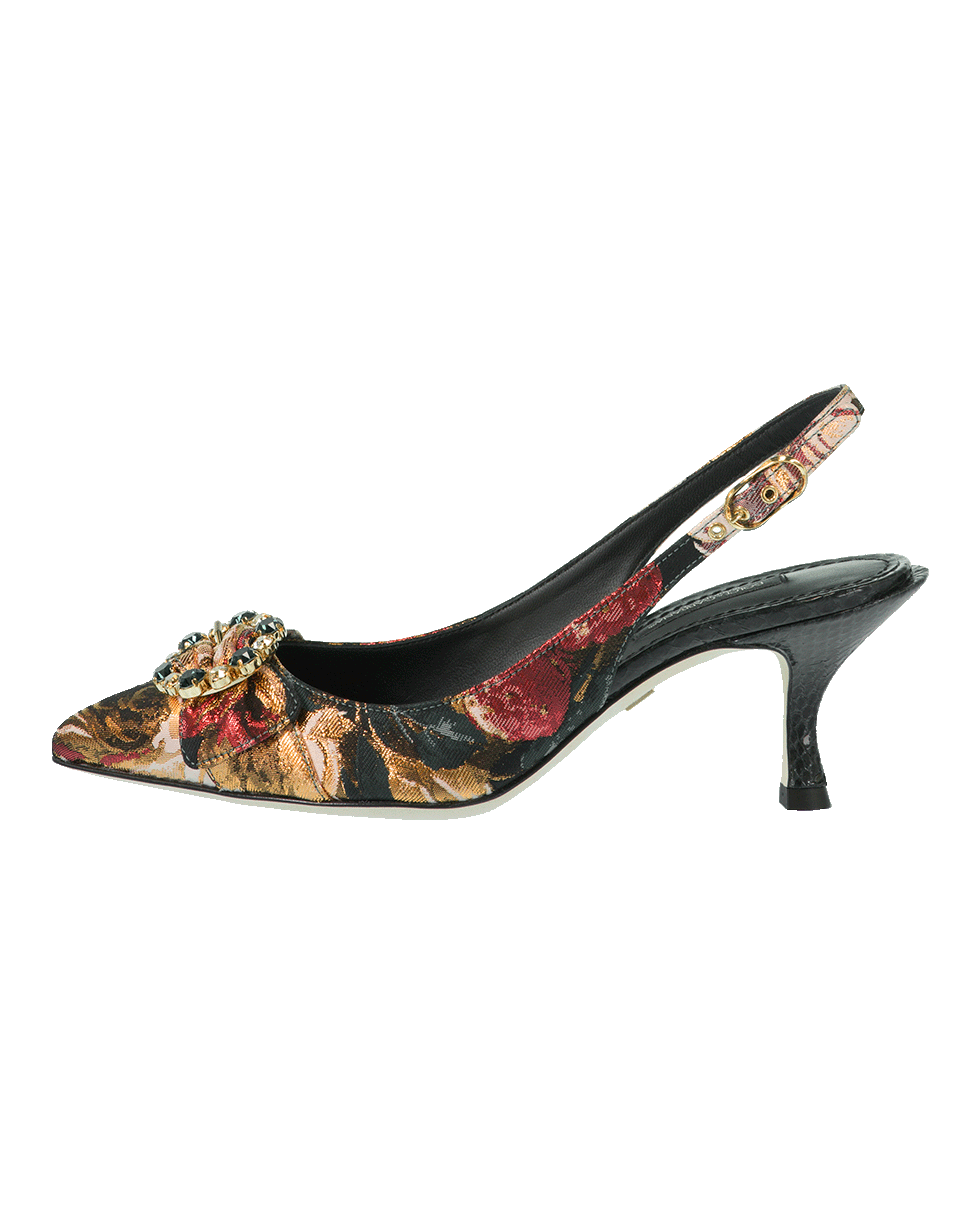 DOLCE & GABBANA-Floral Jacquard Slingback-