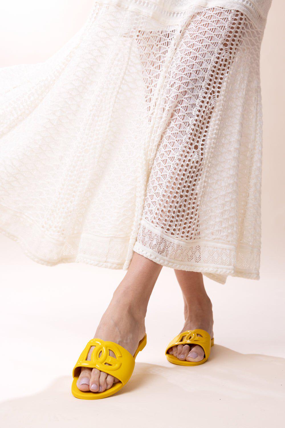 DOLCE & GABBANA-Beachwear Sliders - Giallo-
