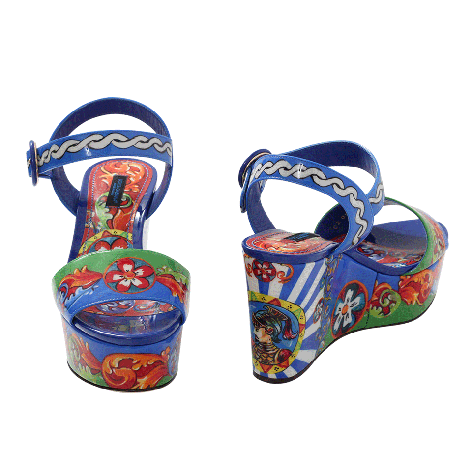 DOLCE & GABBANA-Carretto Print Platform Wedge-