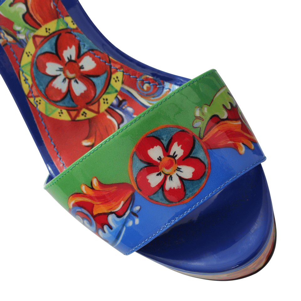 DOLCE & GABBANA-Carretto Print Platform Wedge-