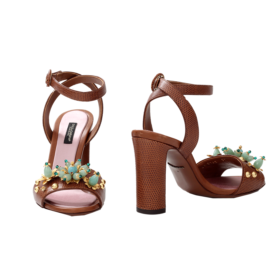 DOLCE & GABBANA-Block Heel With Floral Rhinestones-