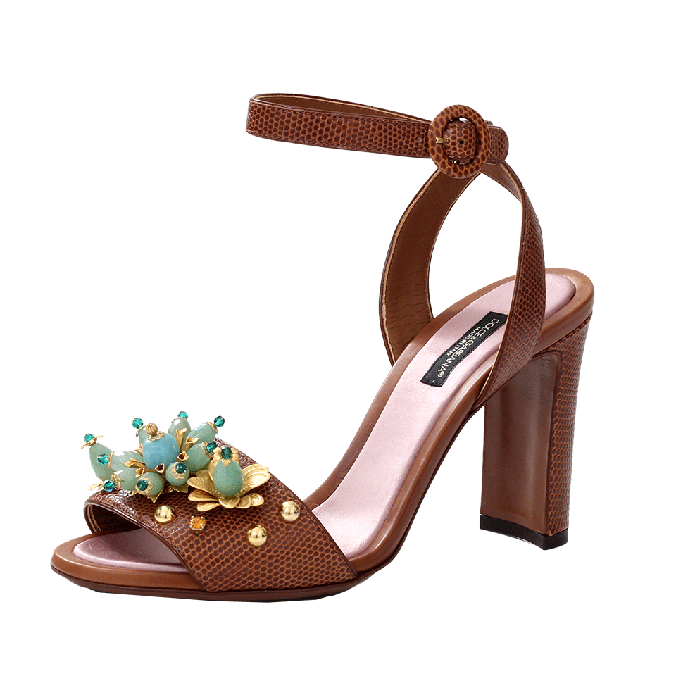 DOLCE & GABBANA-Block Heel With Floral Rhinestones-