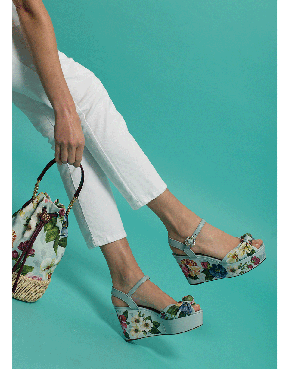 DOLCE & GABBANA-Floral Printed Platform Wedge-