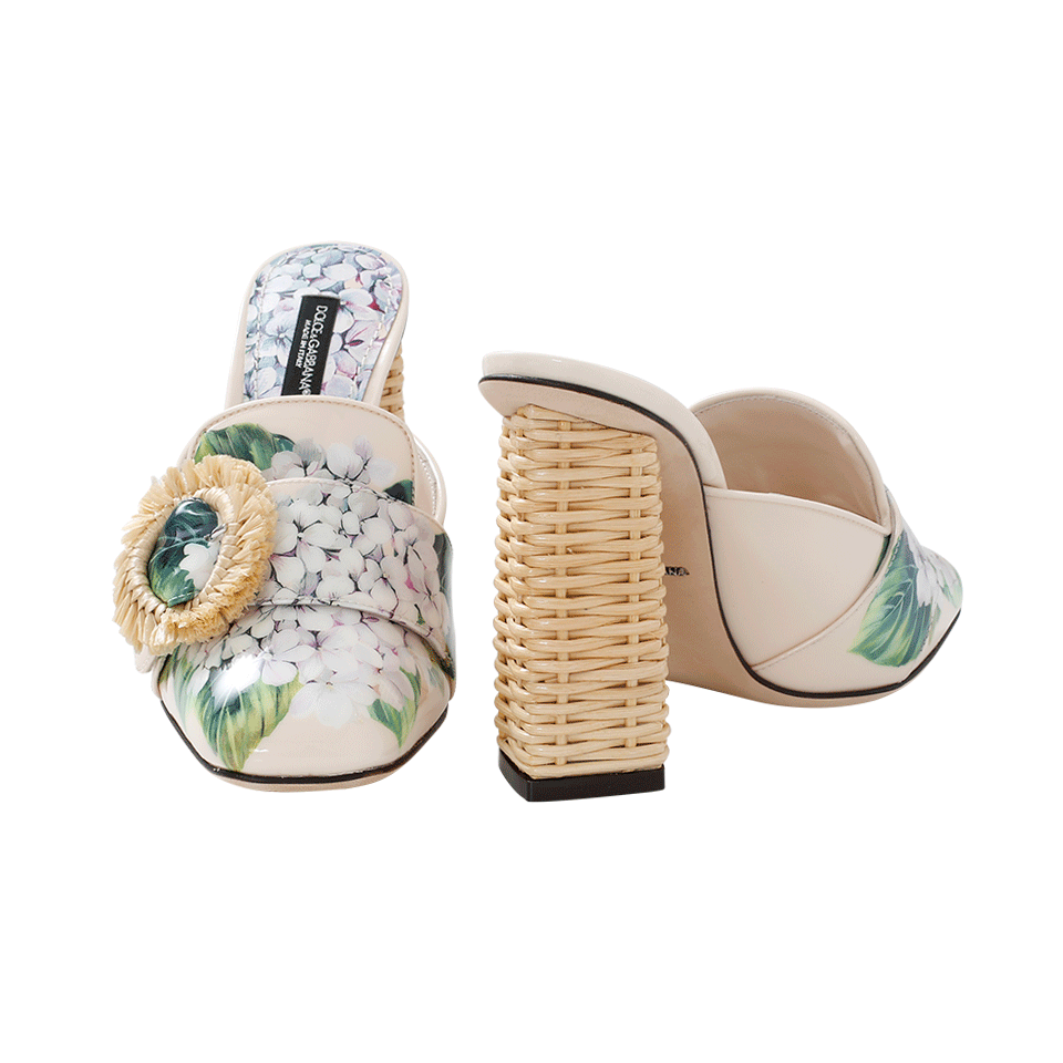 DOLCE & GABBANA-Rattan Block Heel Mule-