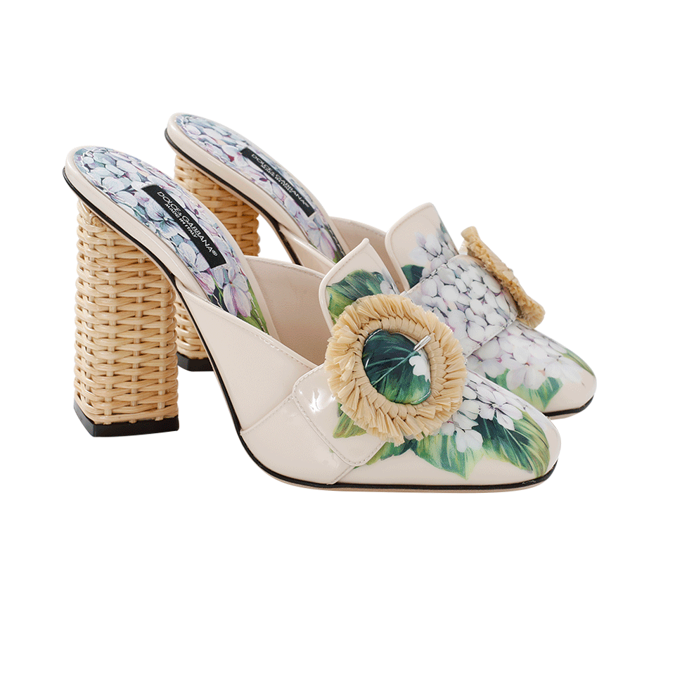 DOLCE & GABBANA-Rattan Block Heel Mule-