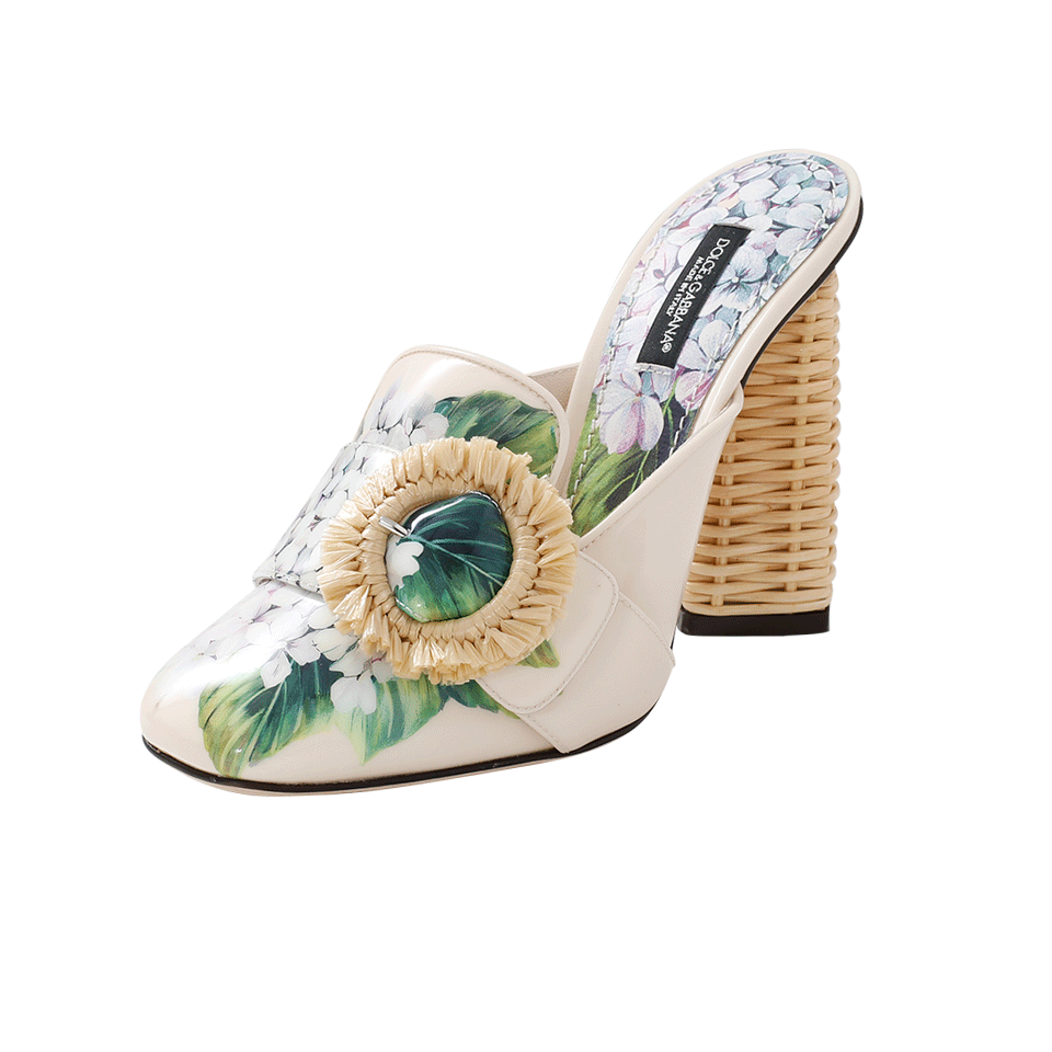 DOLCE & GABBANA-Rattan Block Heel Mule-