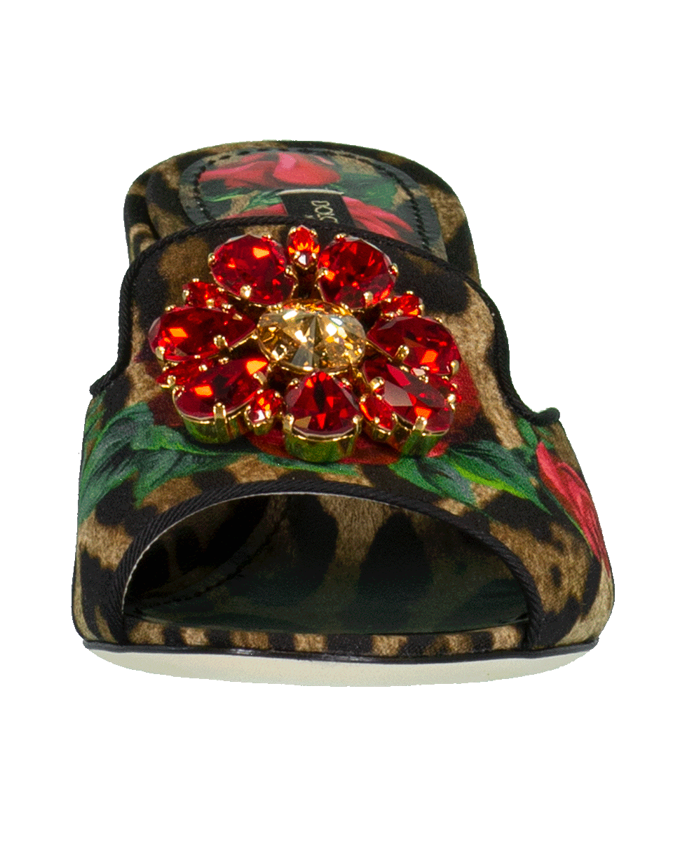 DOLCE & GABBANA-Leopard Crystal Toe Mule-