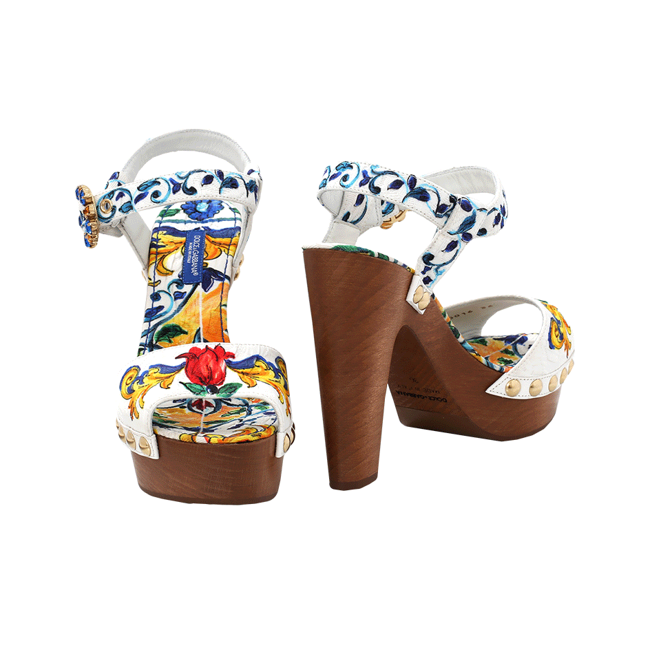 DOLCE & GABBANA-Printed Brocade Clog-